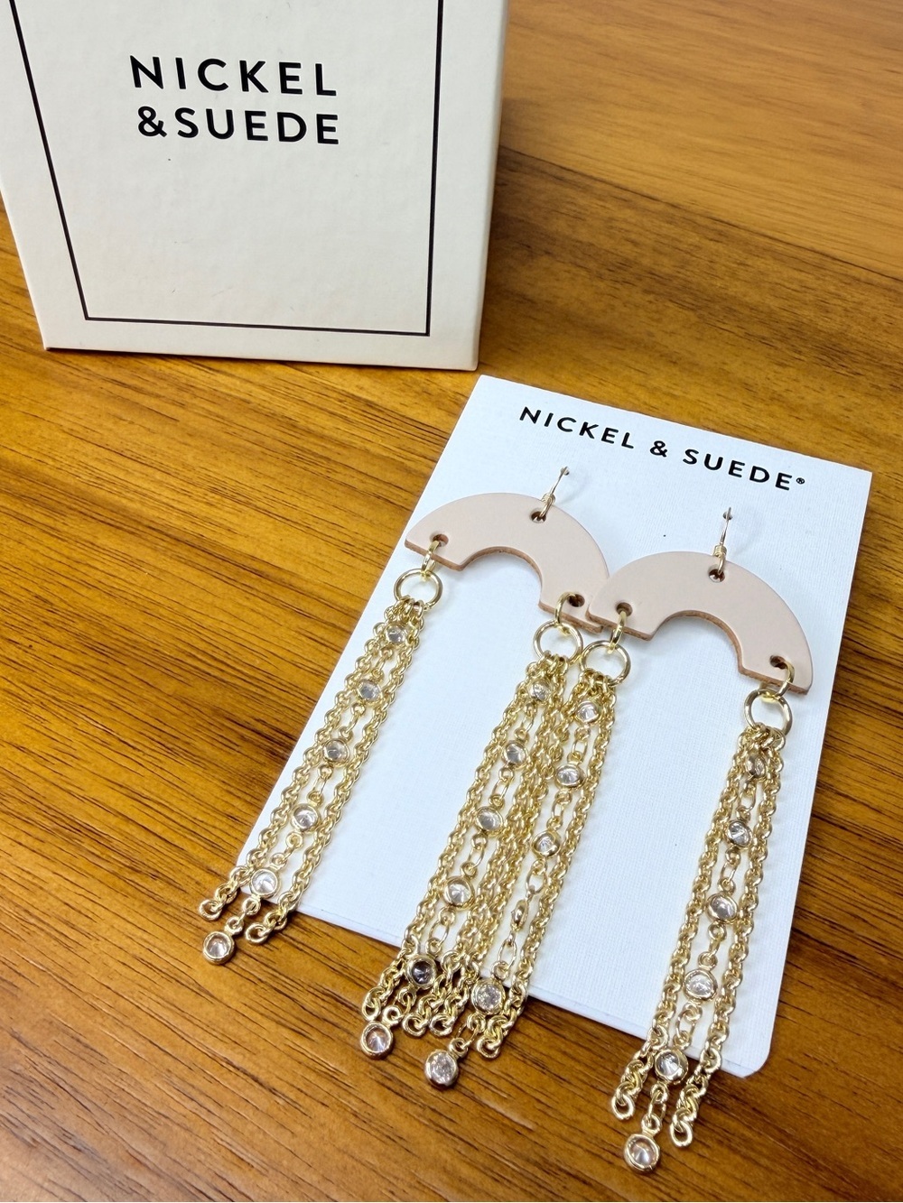 Nickel & Suede Soft Sand Gracen Dangle Earrings New in Box NWT